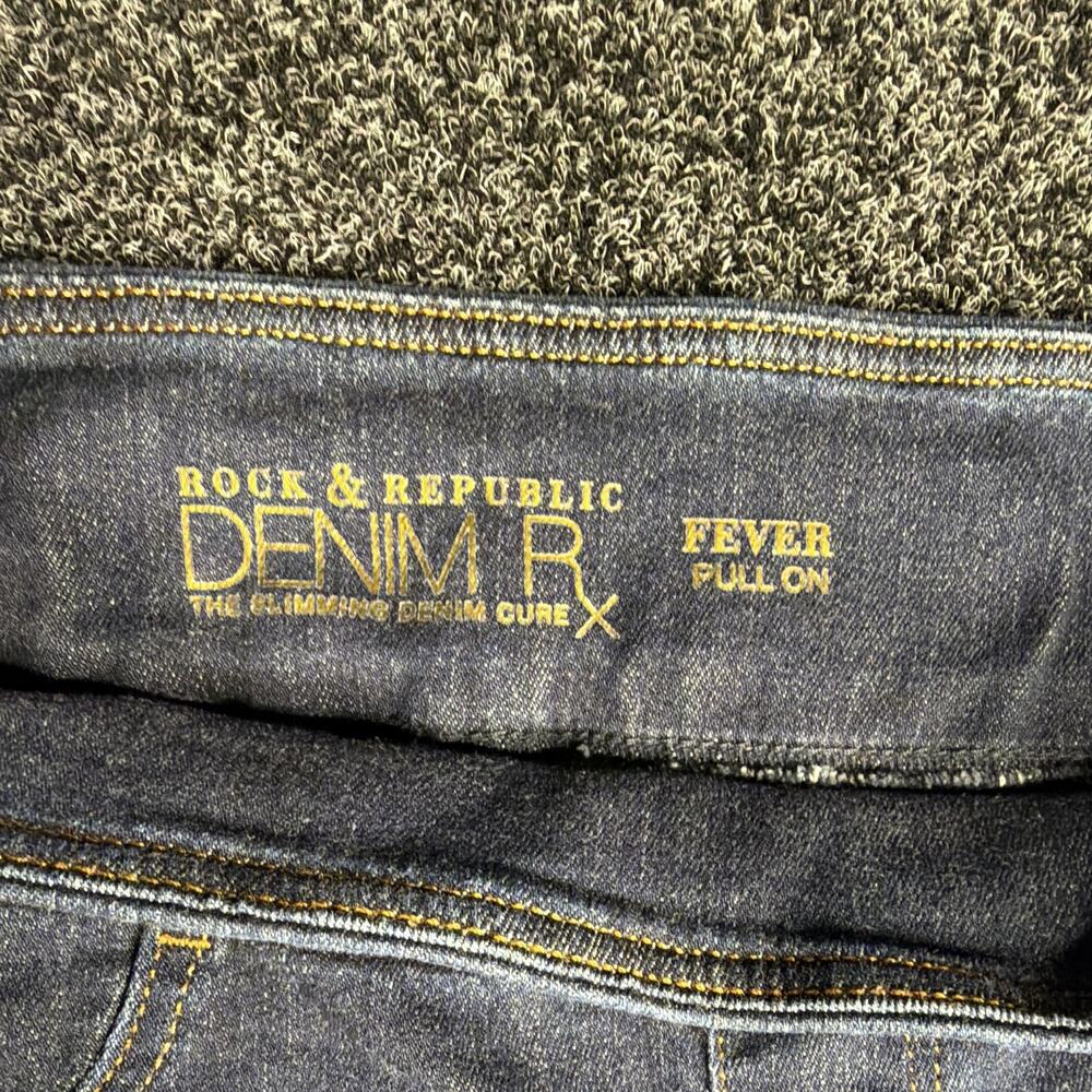 Rock & Republic Women’s Blue Jegging 5-Pocket Solid Denim Rx Jeans Size 12